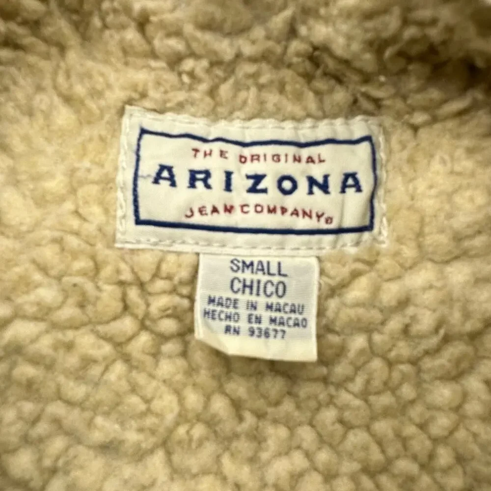 Vintage Arizona Jean Company Sherpa Lined Denim Jean Trucker Jacket Mens Small